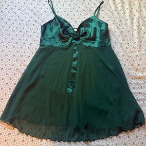 Victoria's Secret Dark Green Satin Chemise